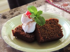 Colonial Gingerbread with whipped cream on top